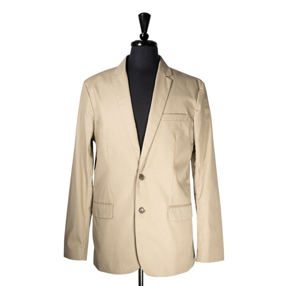 GAP Mens Blazer Large 40R Beige Cotton Casual Sport Coat 2 Button Lined Jacket